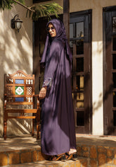 Hijabi.Pk Purple Dabka Sleeves Abaya | Serene Threads